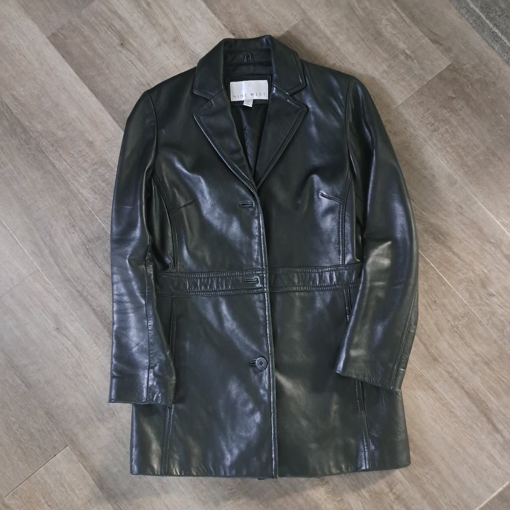 S Nine West Black Leather Jacket CS
